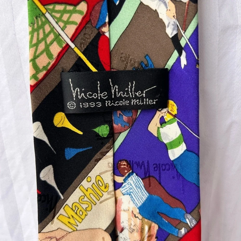 🏈⚾⛳️ Vintage 1990s Nicole Miller Silk Ties – Sports Print Set of 3